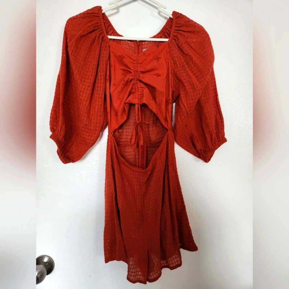 Asos Ruched Playsuit Burnt Orange